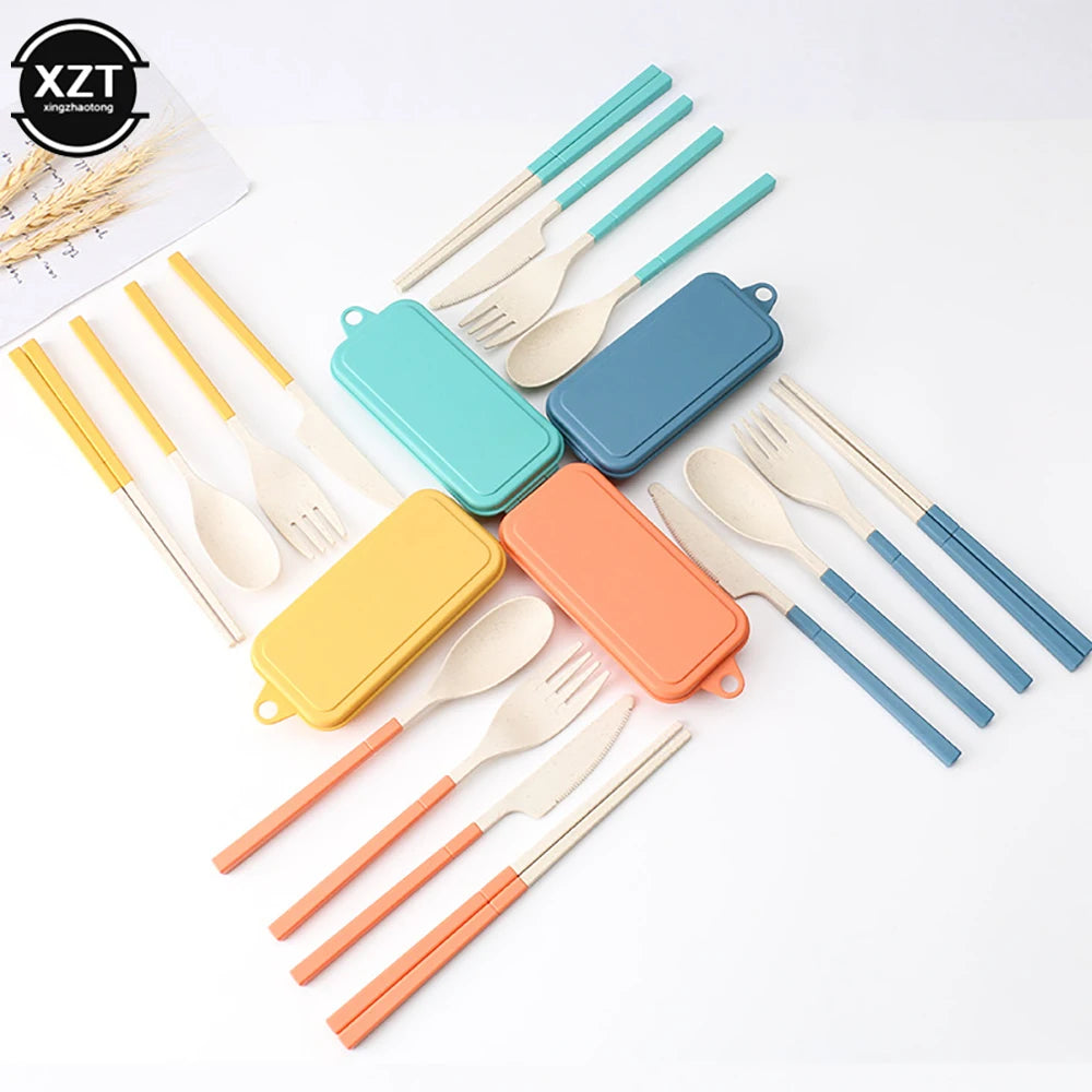 Foldable Wheat Straw Cutlery Set – Eco-friendly Travel Dinnerware - Image 3