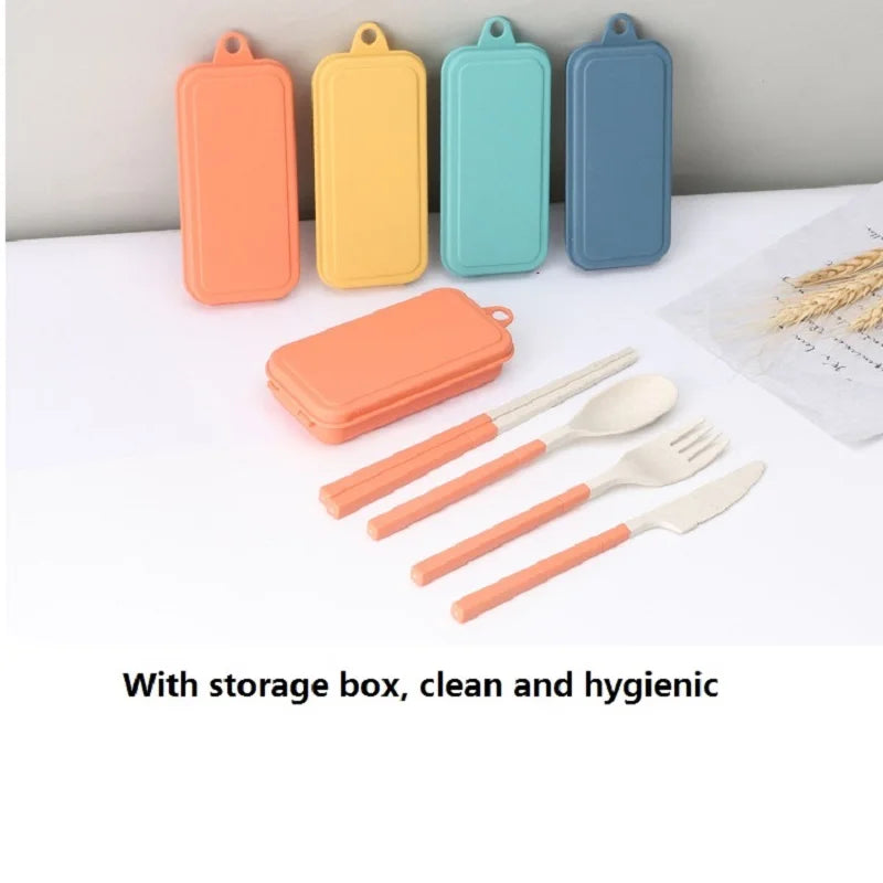 Foldable Wheat Straw Cutlery Set – Eco-friendly Travel Dinnerware - Image 4
