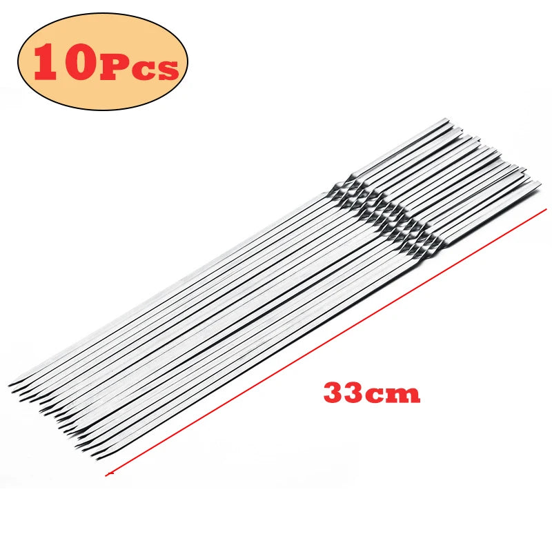 Durable and Reusable Stainless Steel BBQ Skewers for Outdoor Cooking - Image 11