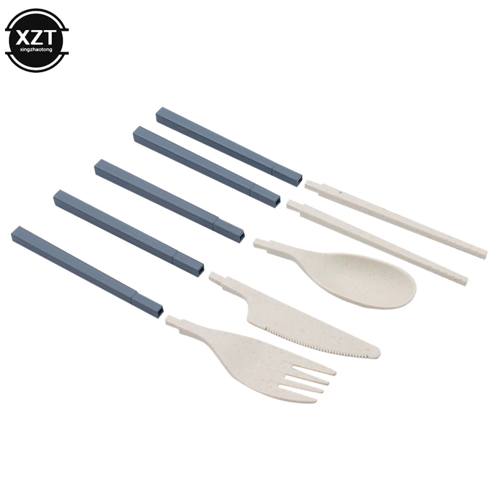 Foldable Wheat Straw Cutlery Set – Eco-friendly Travel Dinnerware - Image 5
