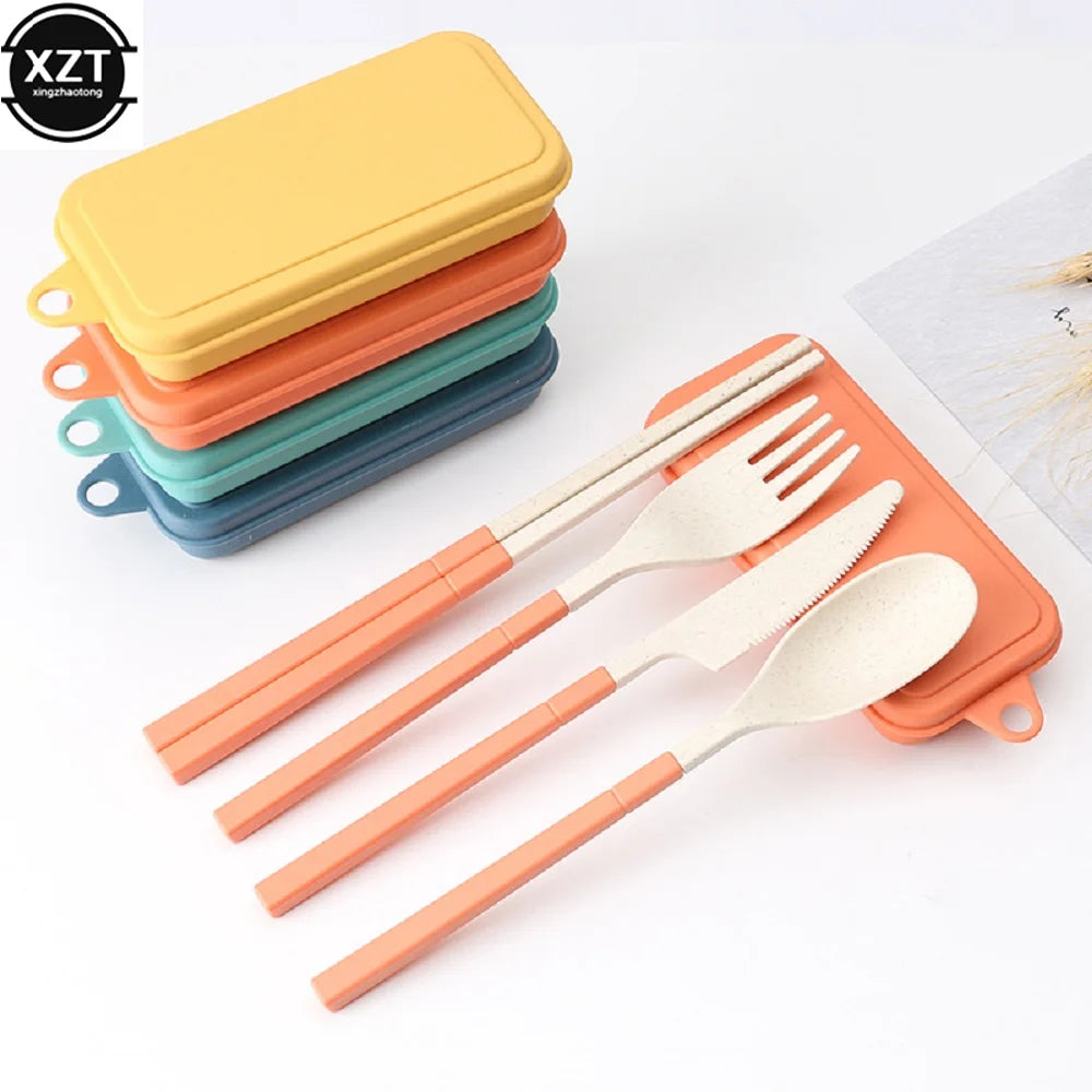Foldable Wheat Straw Cutlery Set – Eco-friendly Travel Dinnerware - Image 2