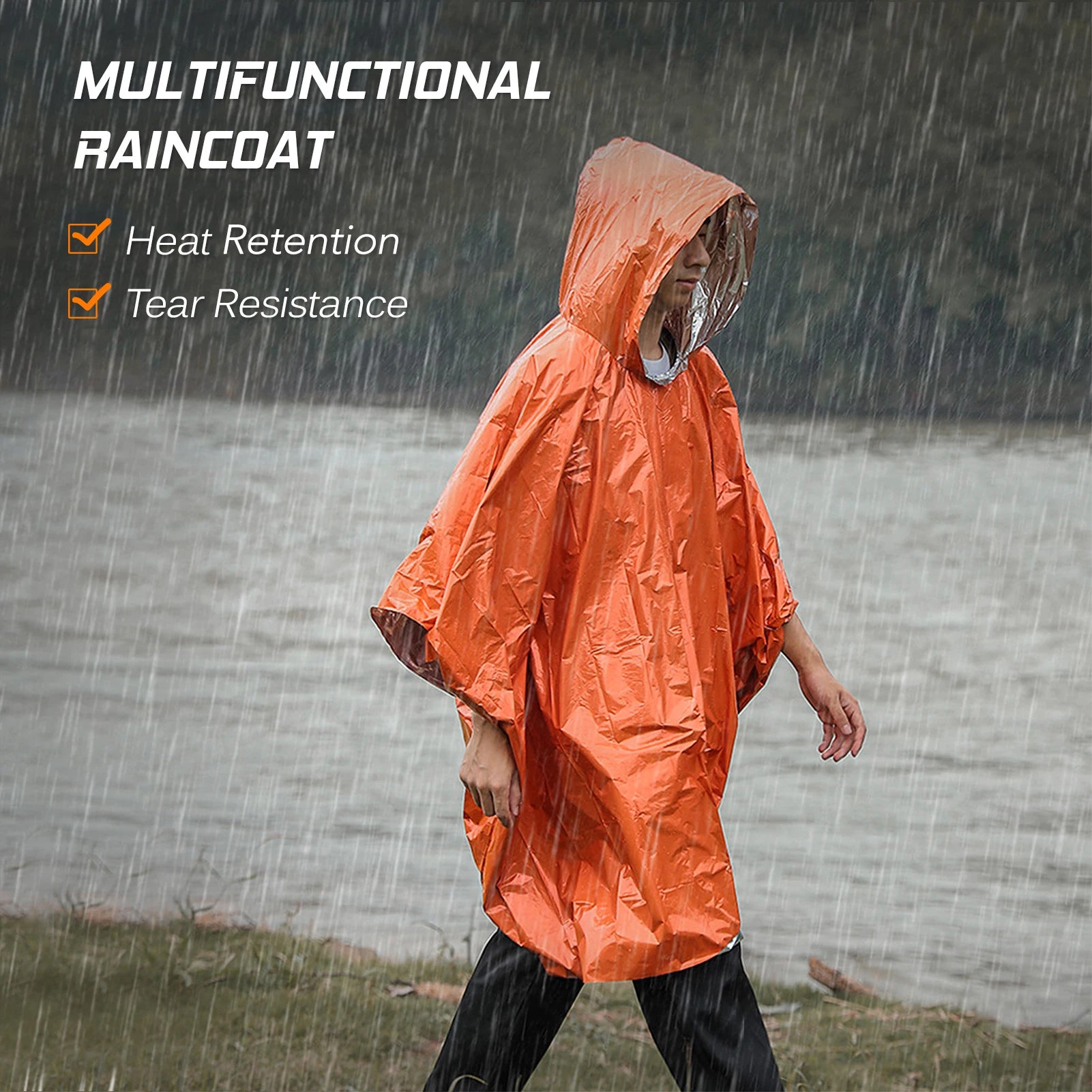 Emergency Rain Poncho Thermal Blanket – Essential Survival Gear - Image 3