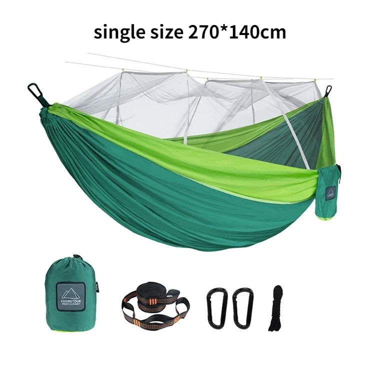 Portable Nylon Camping Hammock with Mosquito Net – Single & Double Size - Image 10