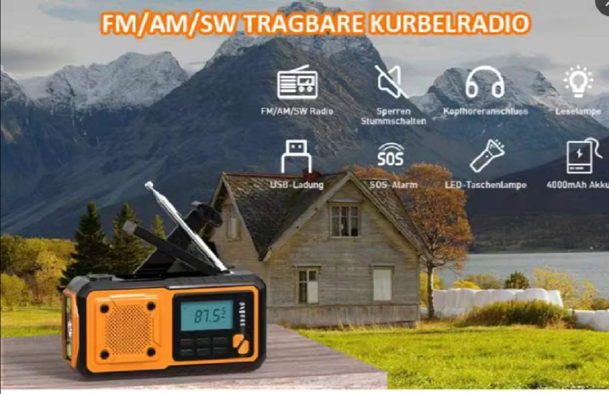 5000mAh/18500mWh Emergency Hand Crank Radio – Stay Prepared Anytime - Image 7