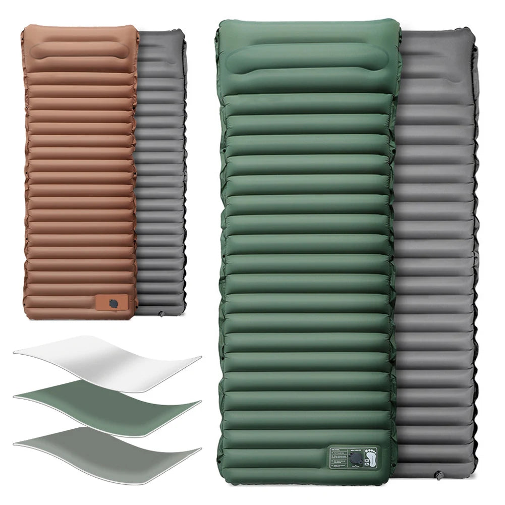 10cm Self-Inflating Sleeping Mat with Foot Pump & Pillow – Ultralight Camping Essential - Image 3