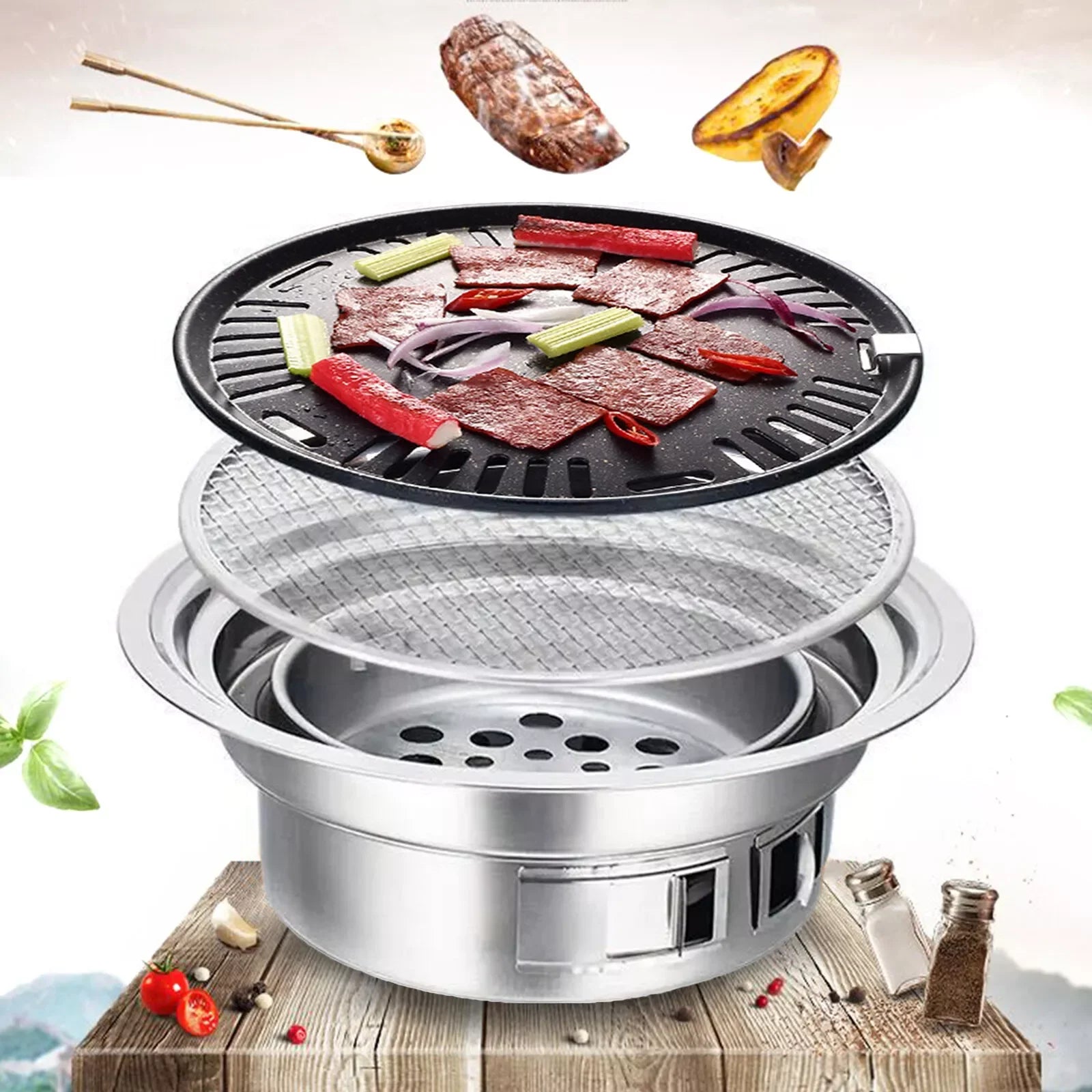 Japanese / Korean Style Stainless Steel Hibachi BBQ Grill – Portable and Versatile - Image 6