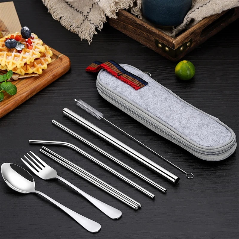 Essential 8-Piece Reusable Travel Cutlery Set for Eco-Conscious Travelers - Image 6
