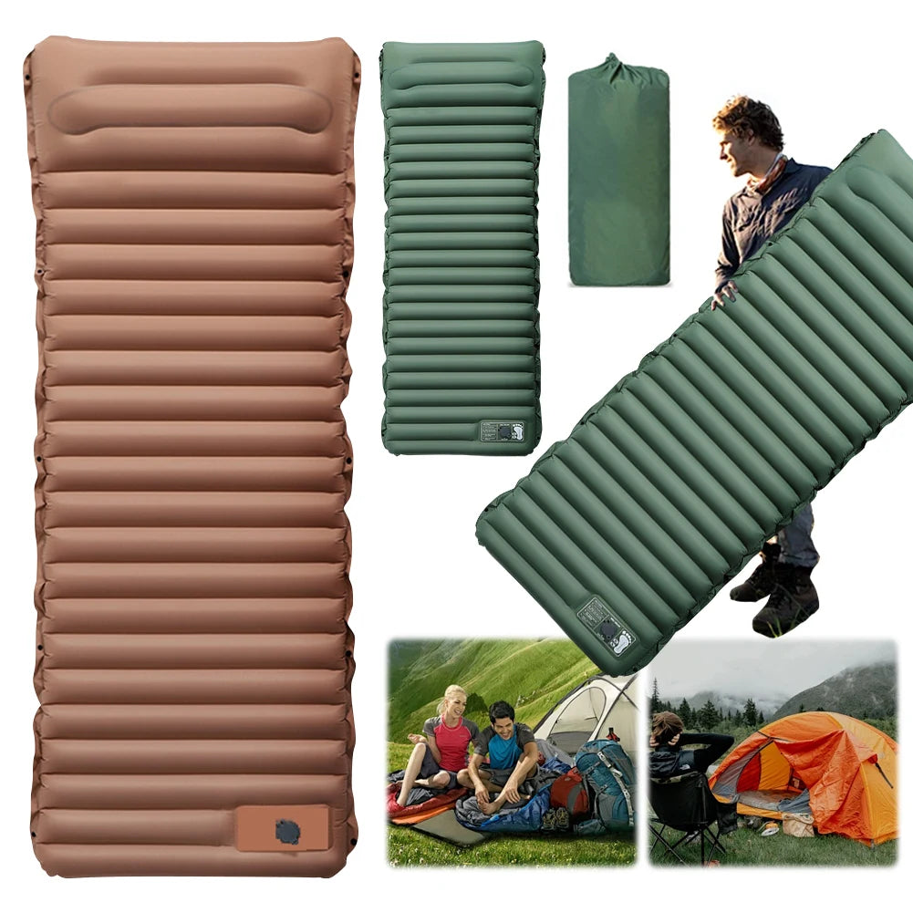 10cm Self-Inflating Sleeping Mat with Foot Pump & Pillow – Ultralight Camping Essential - Image 4