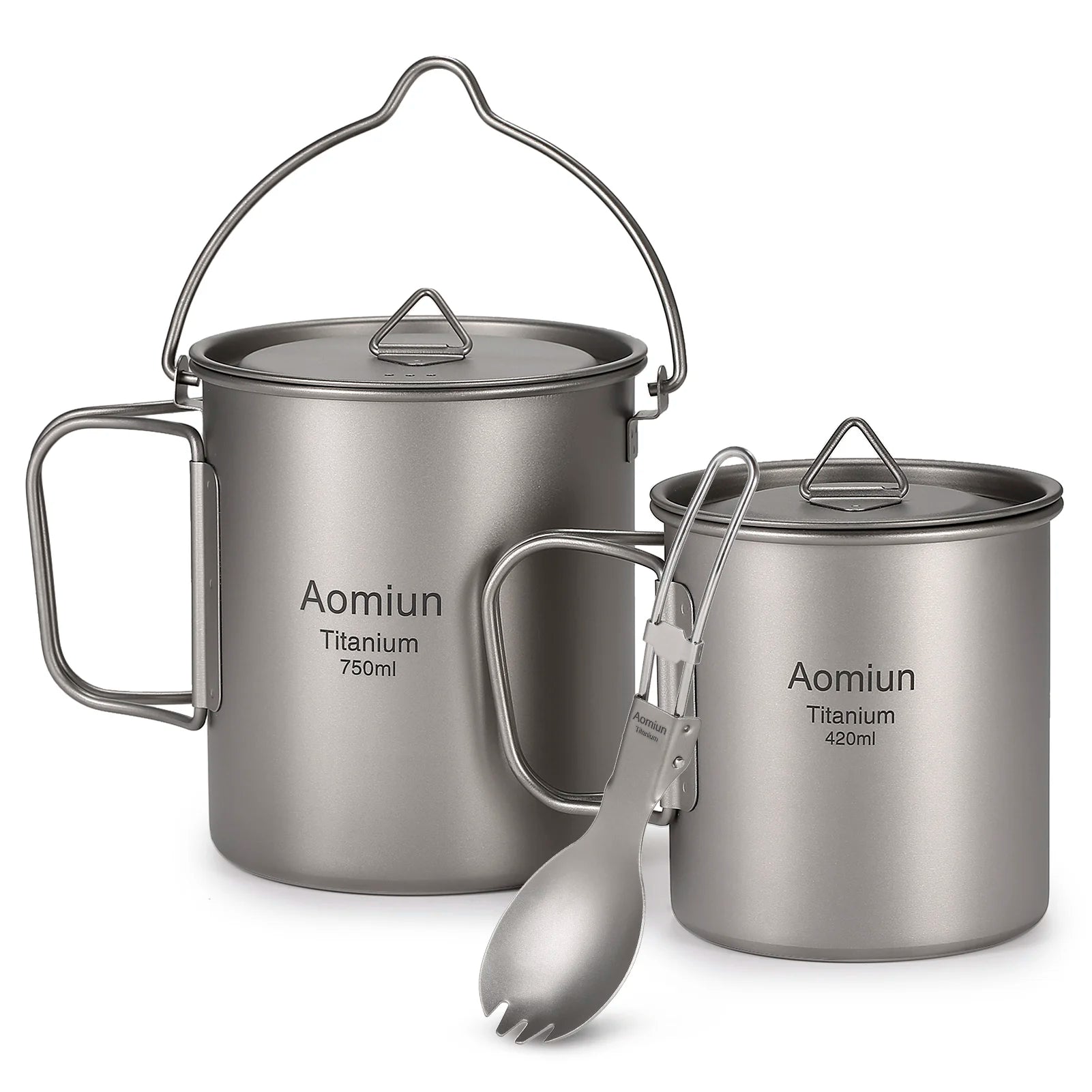 Lightweight Titanium Camping Cookware Set – Pot, Cup, and Spork - Image 7