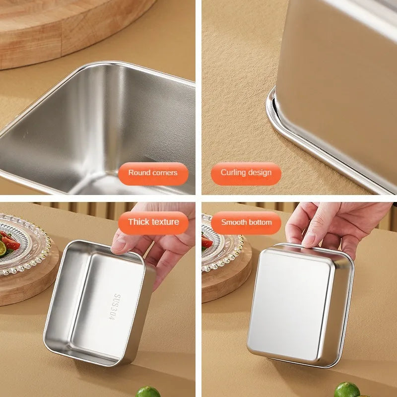 Durable Stainless Steel Food Storage Pan with Lid for Commercial Use - Image 3