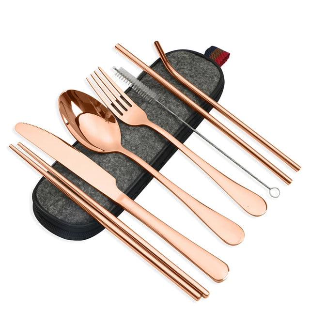 Essential 8-Piece Reusable Travel Cutlery Set for Eco-Conscious Travelers - Image 11
