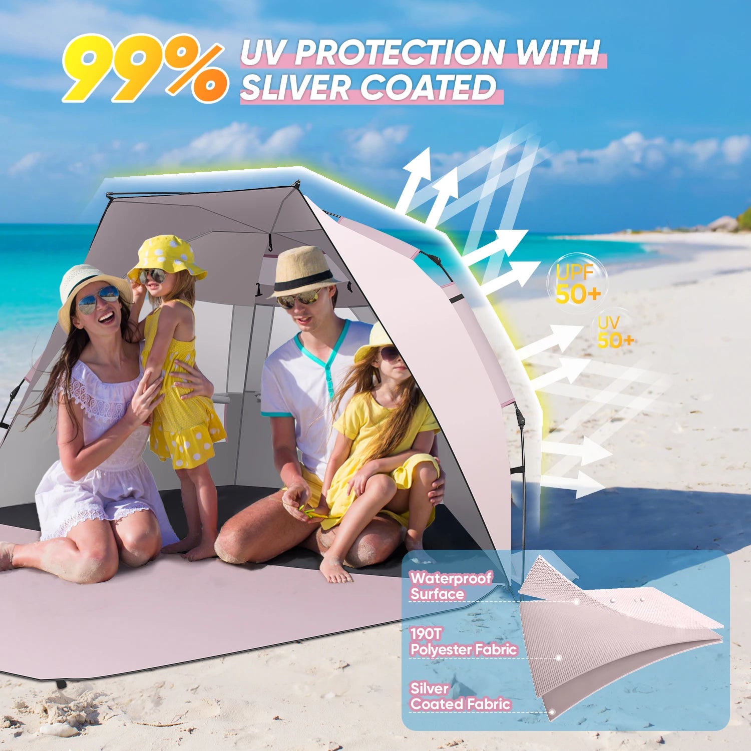 Beach Tent Sun Shelter – Portable Shade Canopy for Family Fun - Image 2