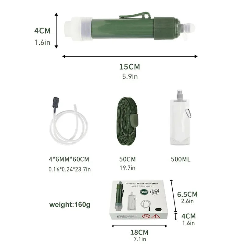 Outdoor Mini Filter Straw Set – TUP Carbon Fiber Water Purifier for Survival - Image 5