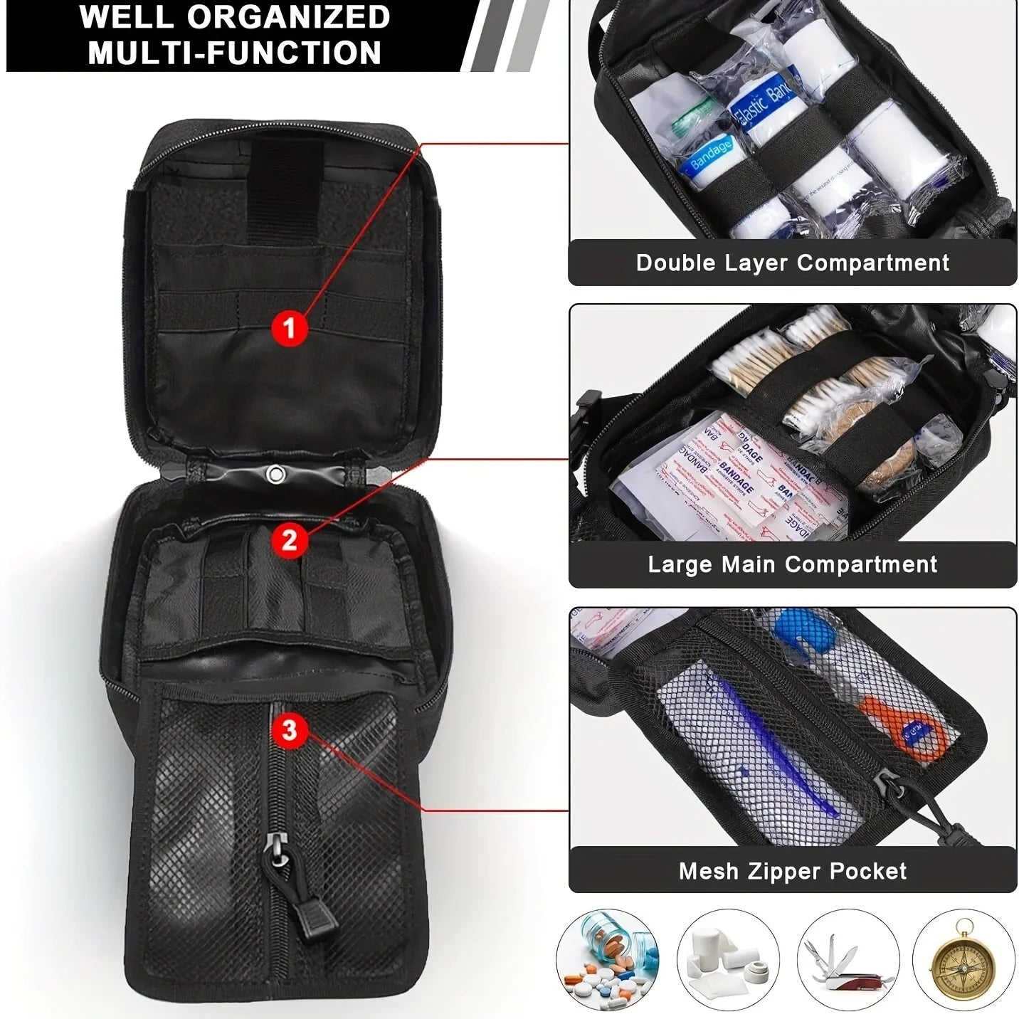 205 pcs Outdoor General Purpose First Aid Kit – Essential for Home and Travel - Image 3