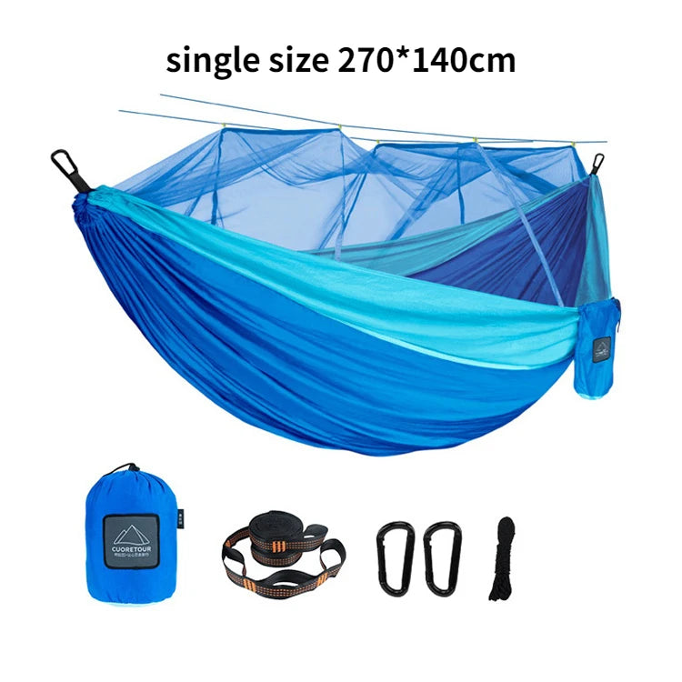 Portable Nylon Camping Hammock with Mosquito Net – Single & Double Size - Image 16