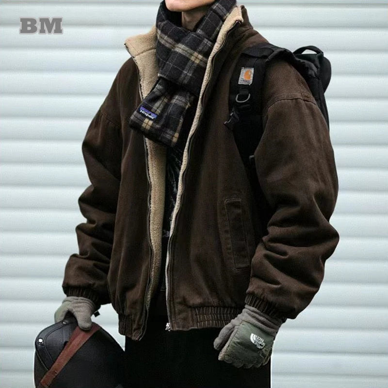 Japanese Vintage Polar Fleece Jacket – High-Quality Winter Streetwear