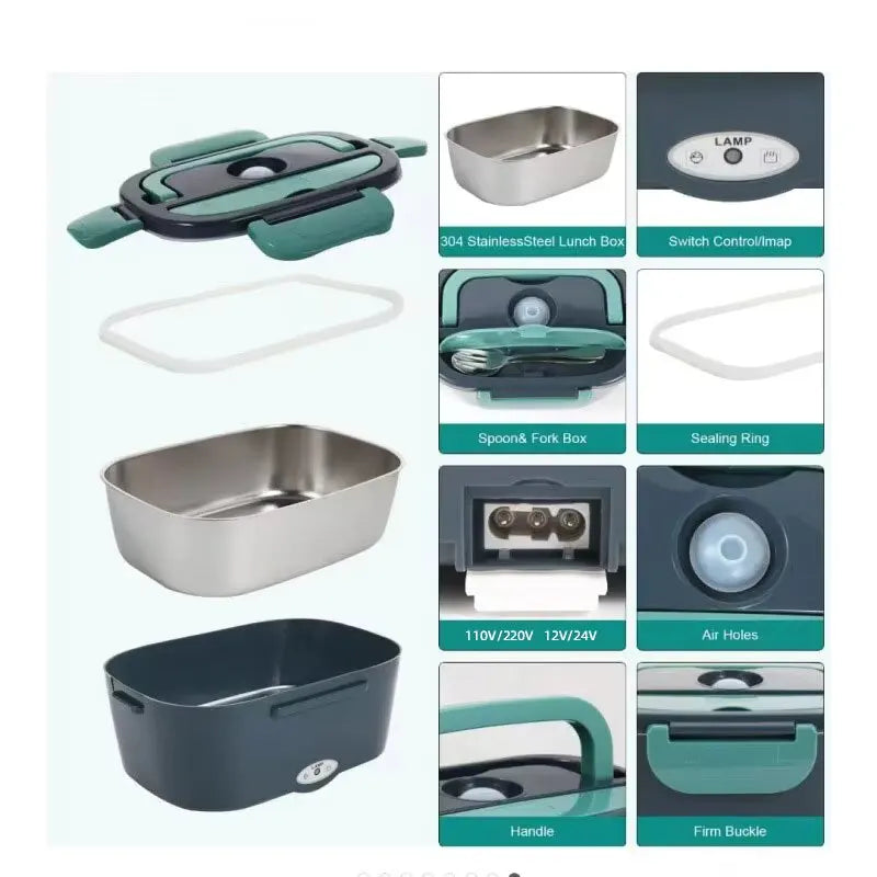 Portable Electric Lunch Box – Stainless Steel Food Warmer for All Settings - Image 3