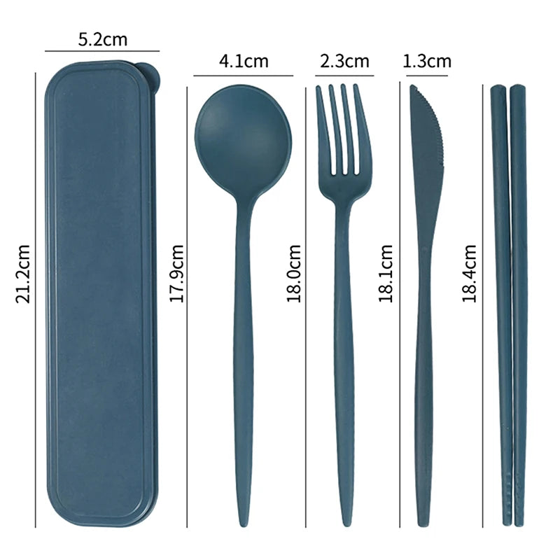 4Pcs Travel Cutlery Sets – Portable Wheat Straw Tableware - Image 6