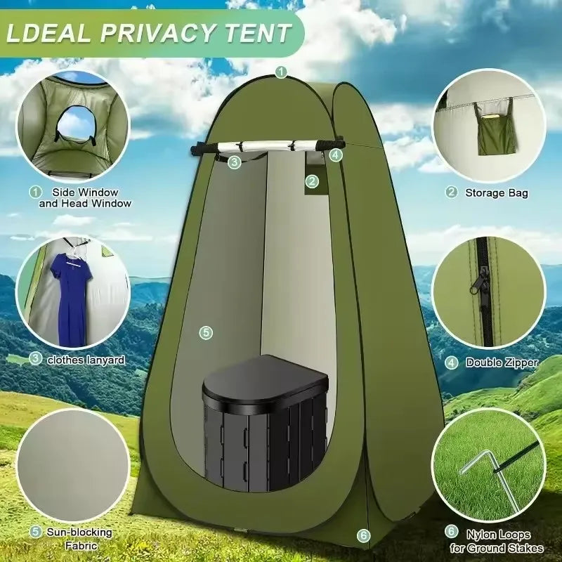 Portable Pop-Up Toilet Tent – Privacy Shelter for Camping & Outdoor Travel - Image 3