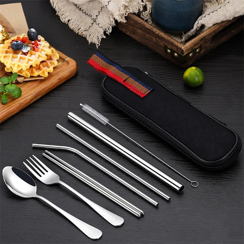Essential 8-Piece Reusable Travel Cutlery Set for Eco-Conscious Travelers - Image 5
