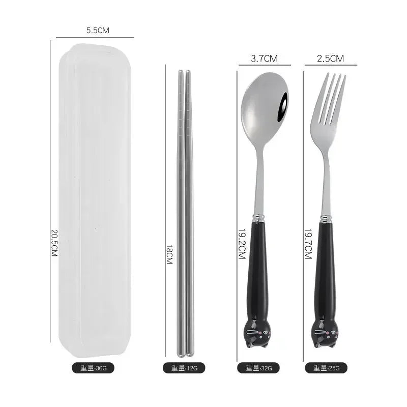 Portable Cartoon Tableware Set for Kids – Fun & Durable Utensils with Case - Image 8