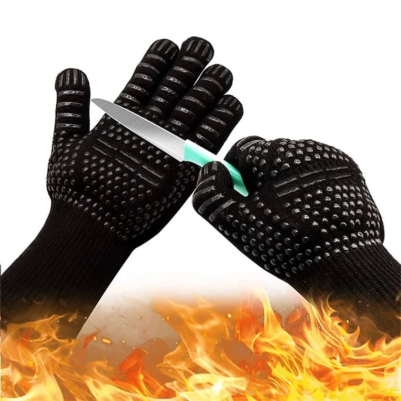 1472°F Heat Resistant Oven Mitts – Silicone BBQ & Grilling Gloves