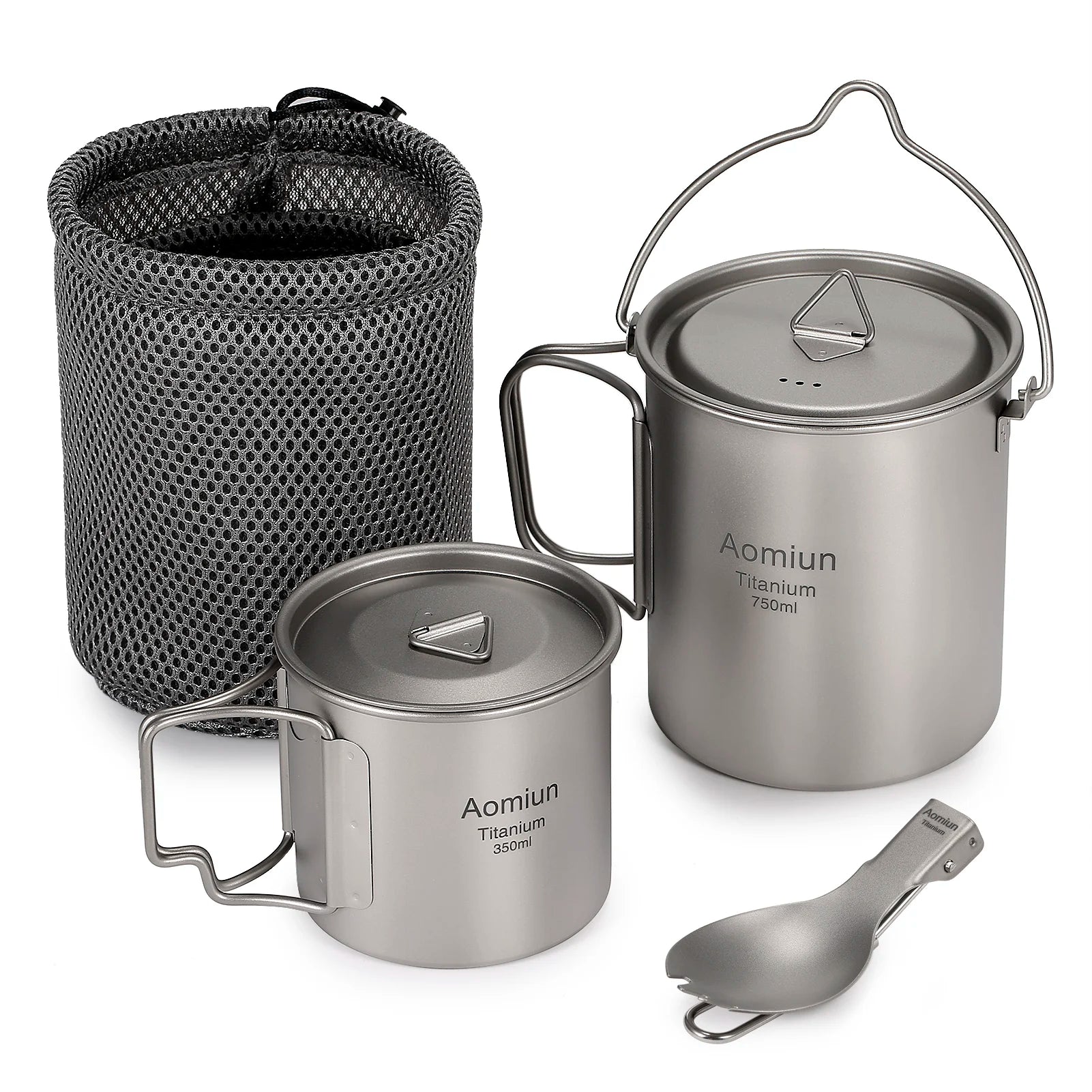 Lightweight Titanium Camping Cookware Set – Pot, Cup, and Spork