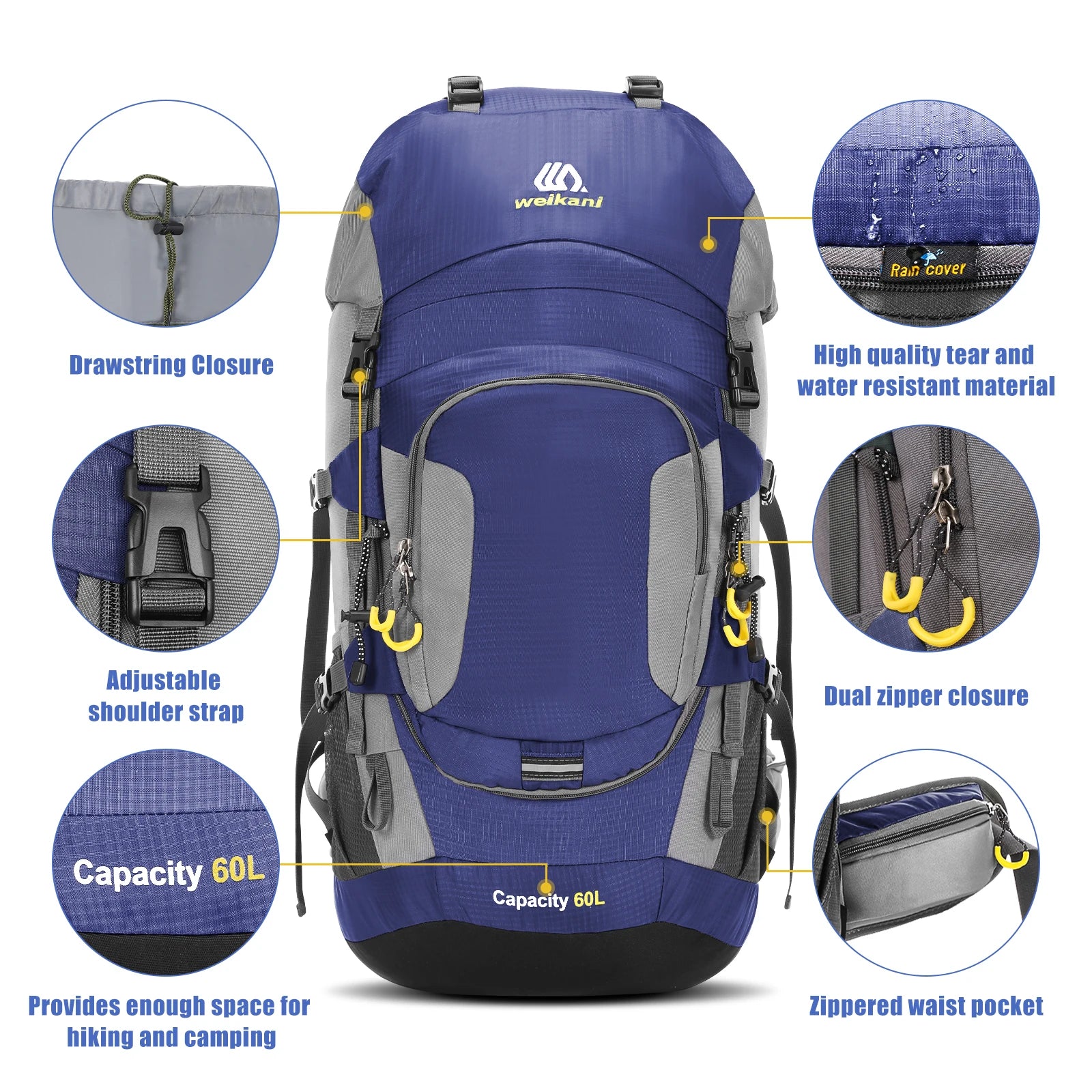 LIXADA 60L Waterproof Hiking Backpack – Versatile Outdoor Adventure Gear - Image 2