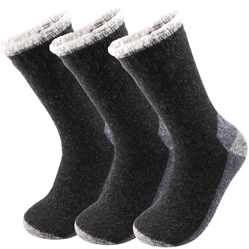 3Pairs Super Thick Merino Wool Socks Male Men Winter Thermal Cashmere Socks Fleece Terry Loop Middle Tube Socks High Quality - Image 10