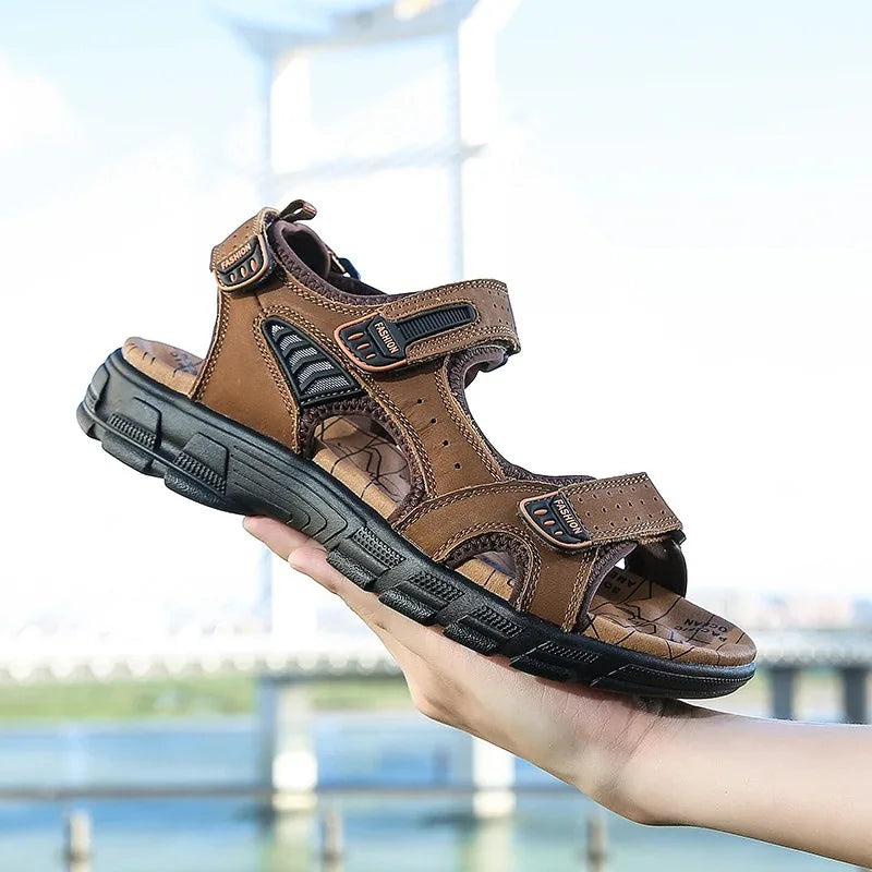 2024 New Genuine Leather Men's Sandals – Durable Summer Outdoor Footwear