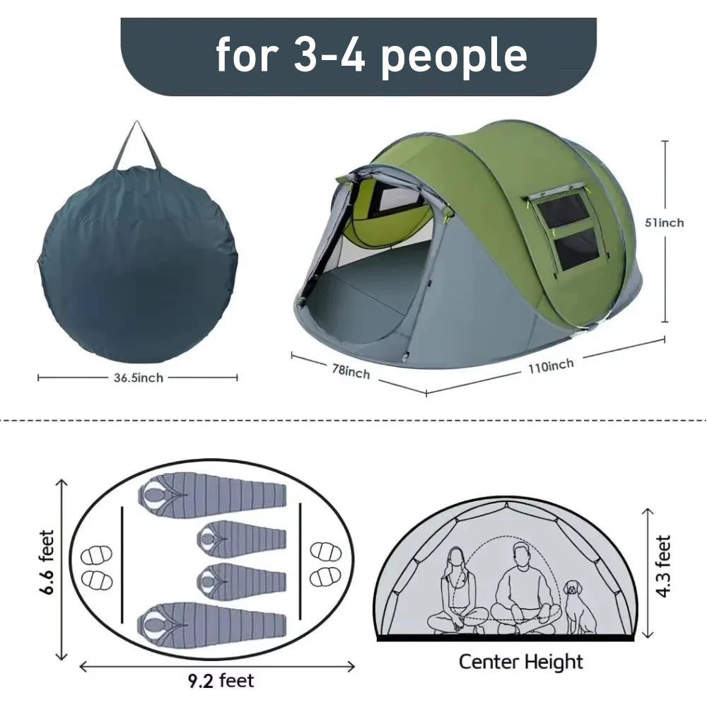 Outdoor Adventure Made Easy: 3-4 Person Automatic Pop Up Tent - Image 3