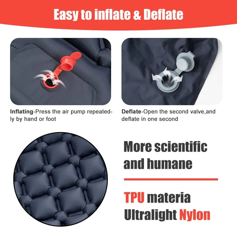 Outdoor Camping Inflatable Mattress – Ultralight Air Mat with Built-In Pump - Image 3