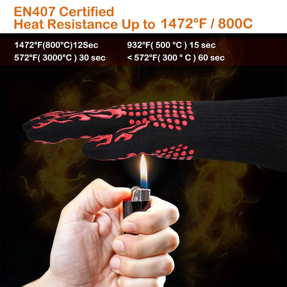 BBQ Grill Gloves – High Temperature Resistance Oven Mitts for Safe Grilling - Image 4