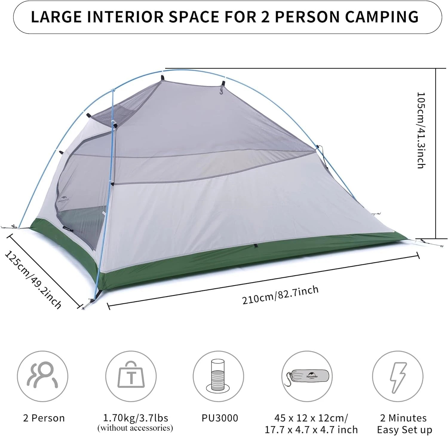 Naturehike Cloud Up 2 Person Camping Tent – Ultralight & Waterproof Shelter - Image 5