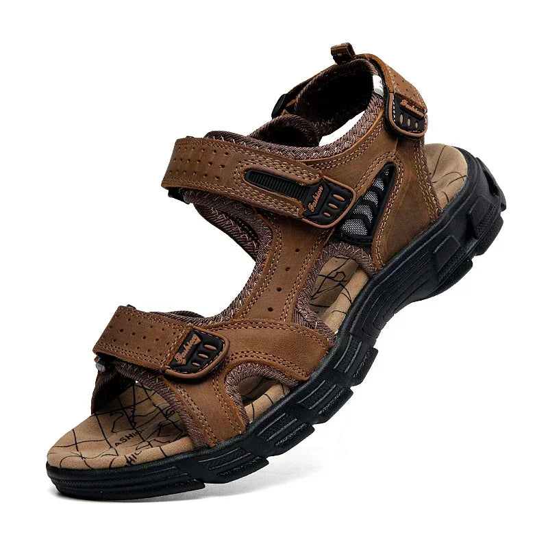Genuine Leather Men's Sandals – High-Quality Summer Footwear for Leisure & Hiking - Image 2