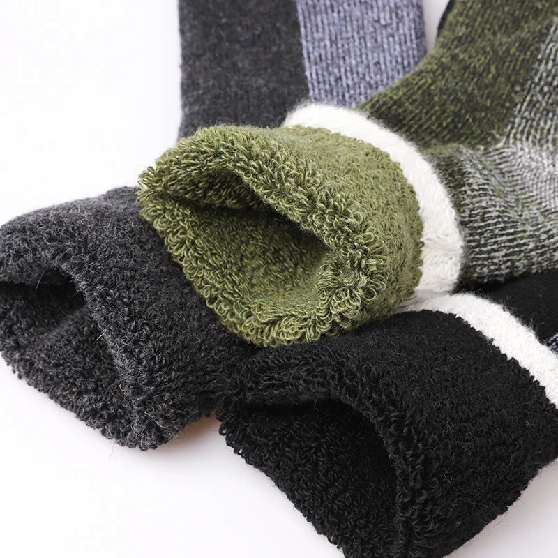3Pairs Super Thick Merino Wool Socks Male Men Winter Thermal Cashmere Socks Fleece Terry Loop Middle Tube Socks High Quality - Image 4