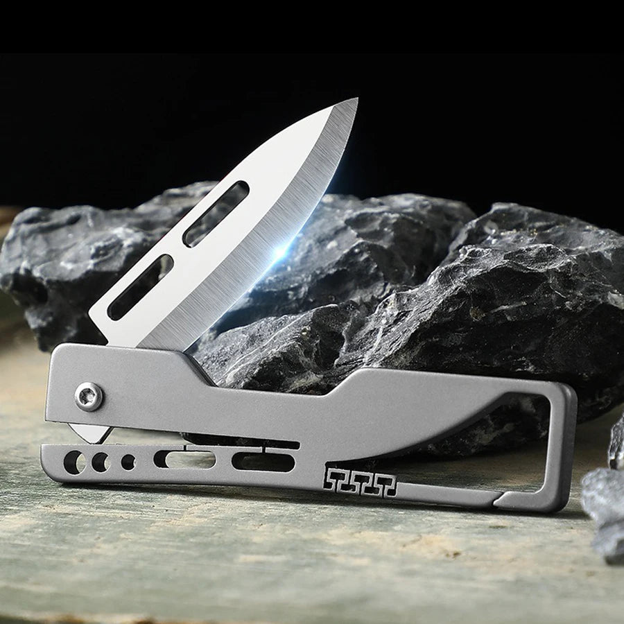 Multifunctional Titanium Alloy Keychain Mini Knife – Compact and Durable - Image 2