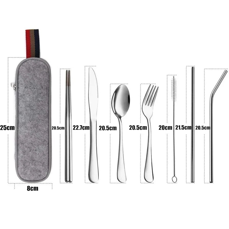 Essential 8-Piece Reusable Travel Cutlery Set for Eco-Conscious Travelers - Image 2