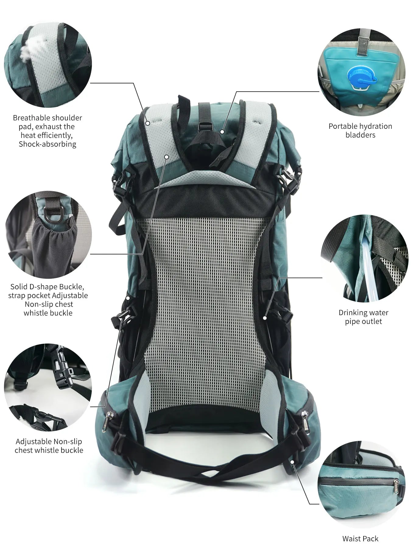 2024 New 40L Outdoor Hiking Camping Backpack – Large Capacity & Waterproof - Image 2