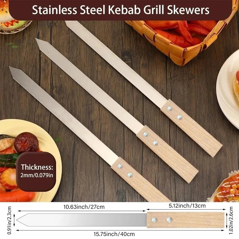 Kabab Koobideh Skewers – Premium Stainless Steel BBQ Tools - Image 5