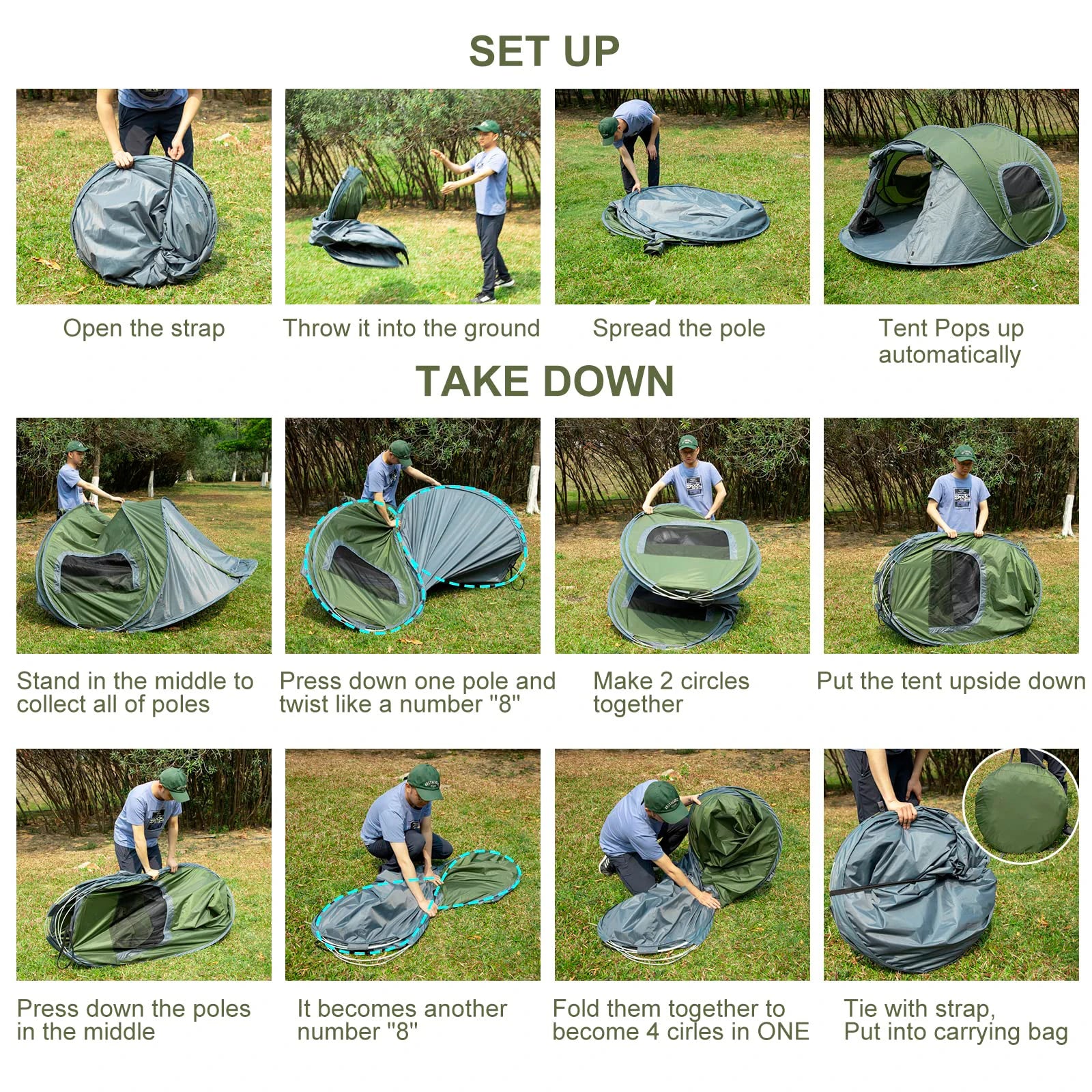 Outdoor Adventure Made Easy: 3-4 Person Automatic Pop Up Tent - Image 6