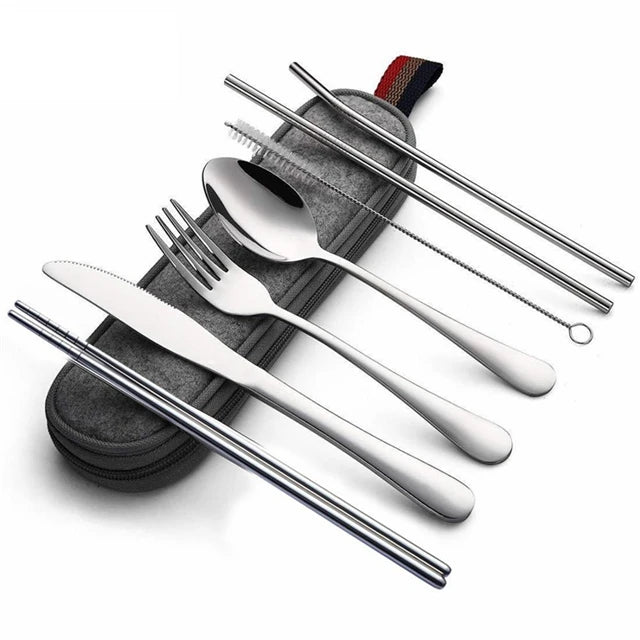 Essential 8-Piece Reusable Travel Cutlery Set for Eco-Conscious Travelers - Image 10