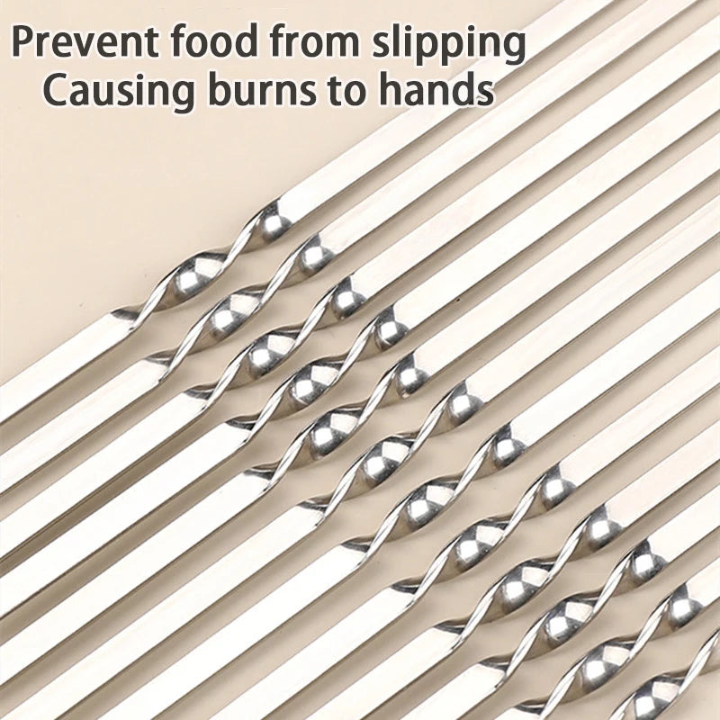 Durable and Reusable Stainless Steel BBQ Skewers for Outdoor Cooking - Image 3