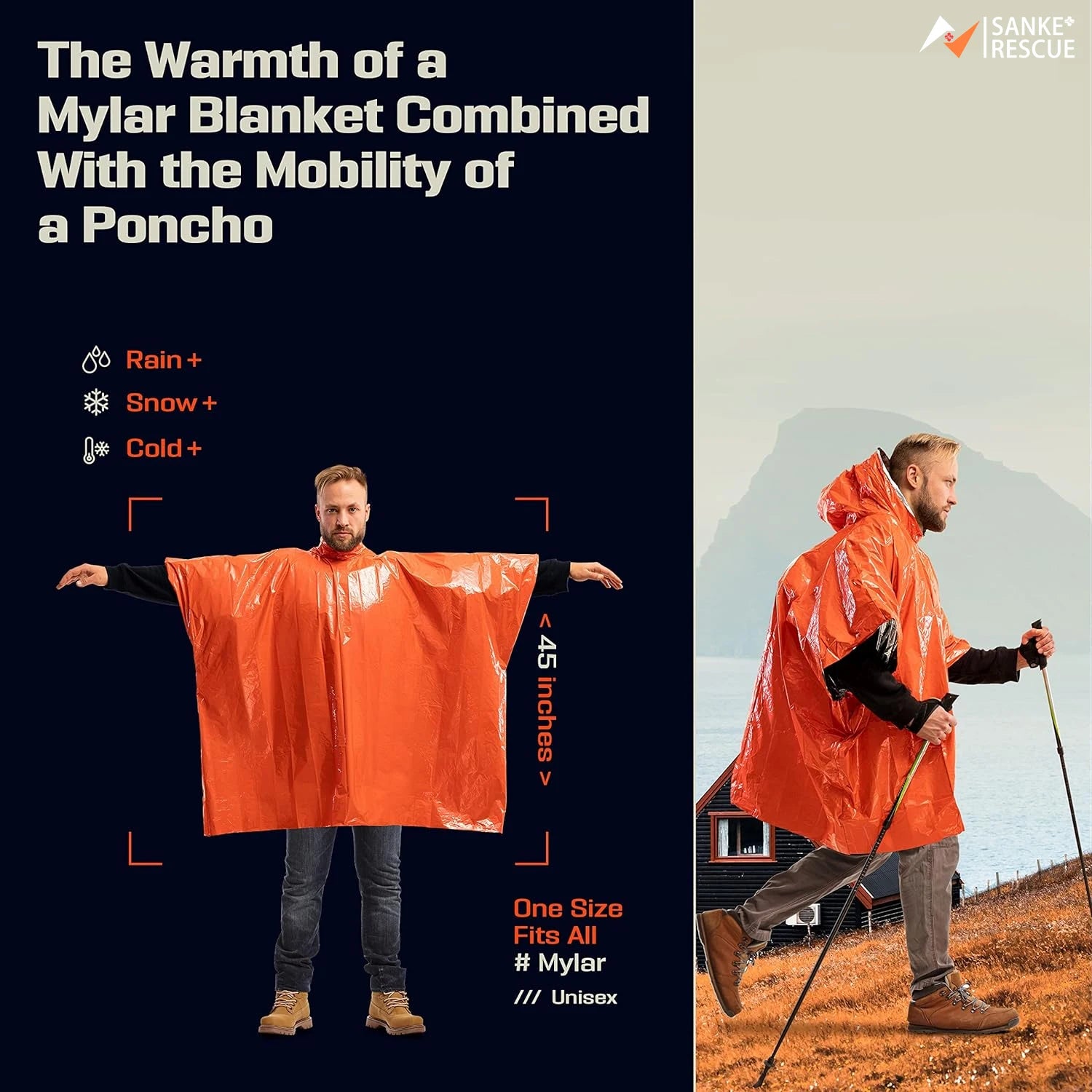 Emergency Rain Poncho Thermal Blanket – Ultimate Outdoor Survival Gear - Image 2