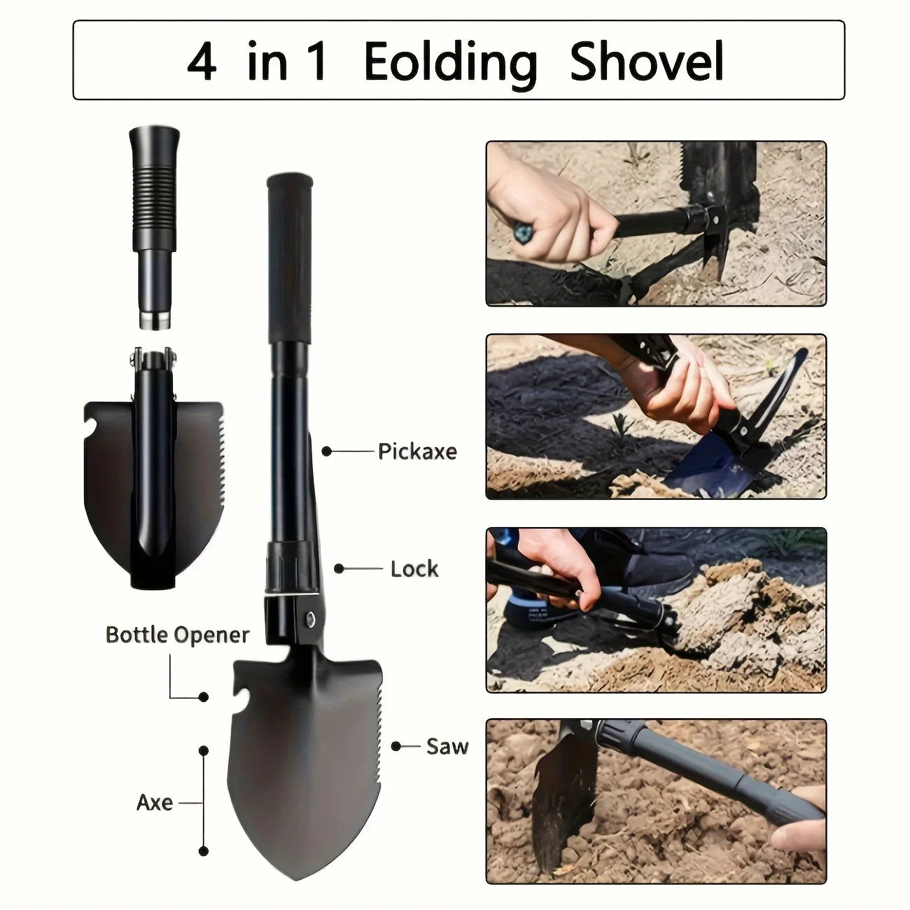 4-in-1 Multifunctional Folding Shovel – Essential Outdoor Survival Tool - Image 6