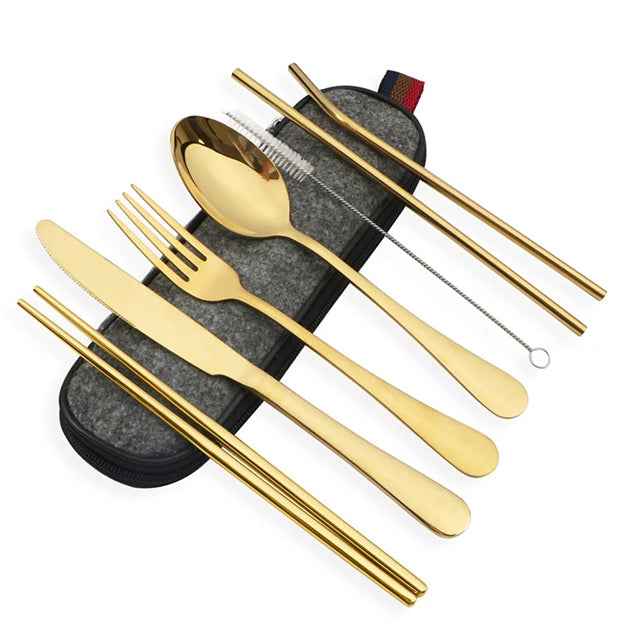 Essential 8-Piece Reusable Travel Cutlery Set for Eco-Conscious Travelers - Image 12