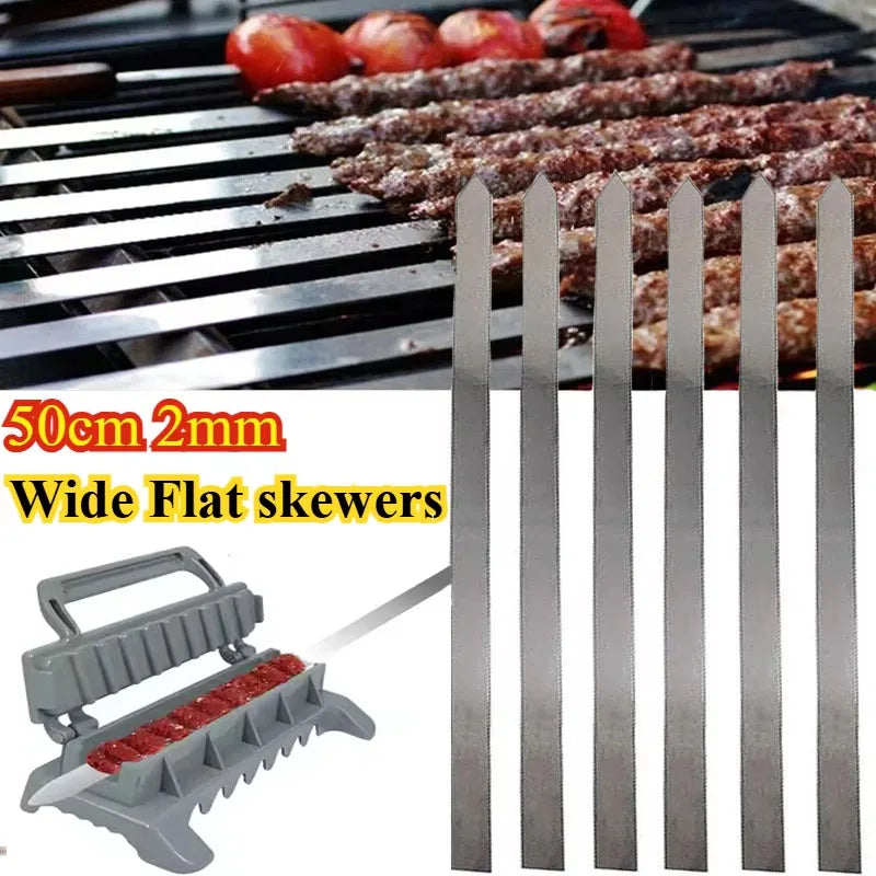 Premium 50cm Stainless Steel BBQ Skewers for Global Grilling Enthusiasts