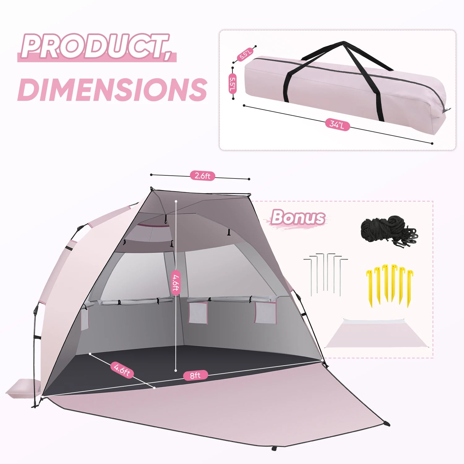 Beach Tent Sun Shelter – Portable Shade Canopy for Family Fun - Image 4