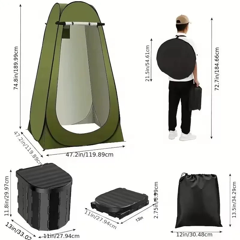 Portable Pop-Up Toilet Tent – Privacy Shelter for Camping & Outdoor Travel - Image 5