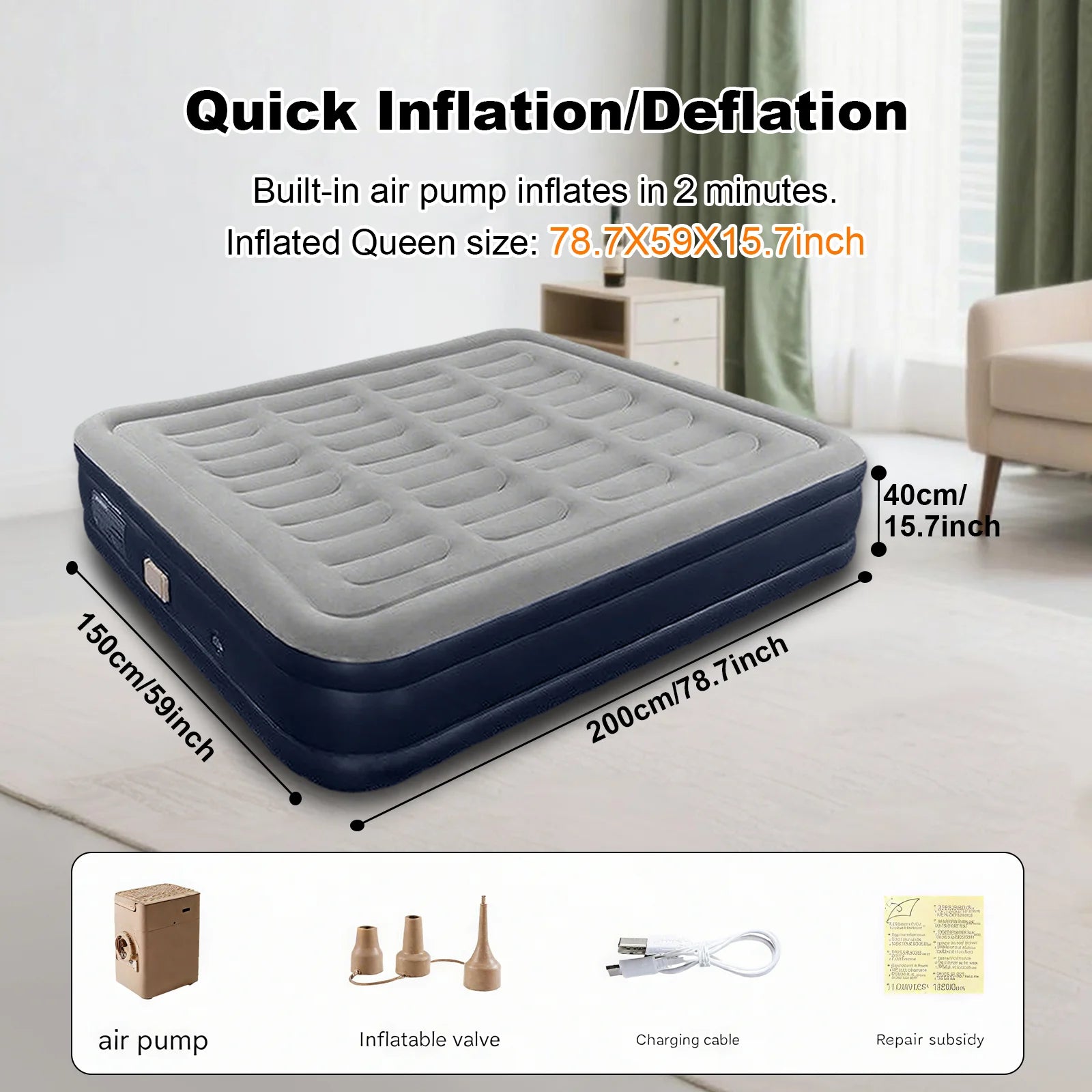 Comfortable 1-2 Person PVC Automatic Inflatable Mattress - Image 9